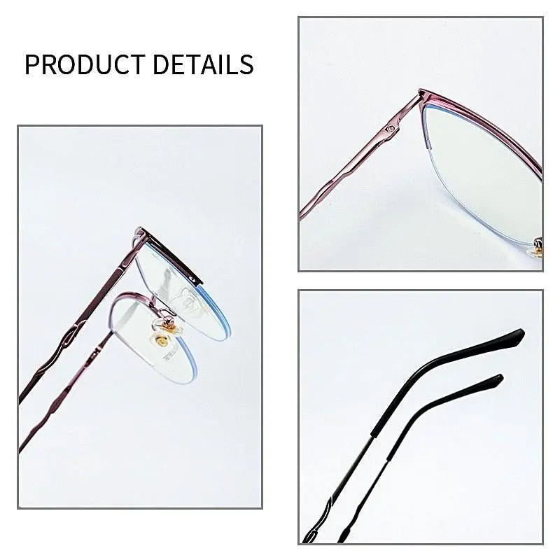 Women's Cat Eye Semi-Rimless Acetate Prescription Glasses 87198 — view 11 | Rx Spectacle