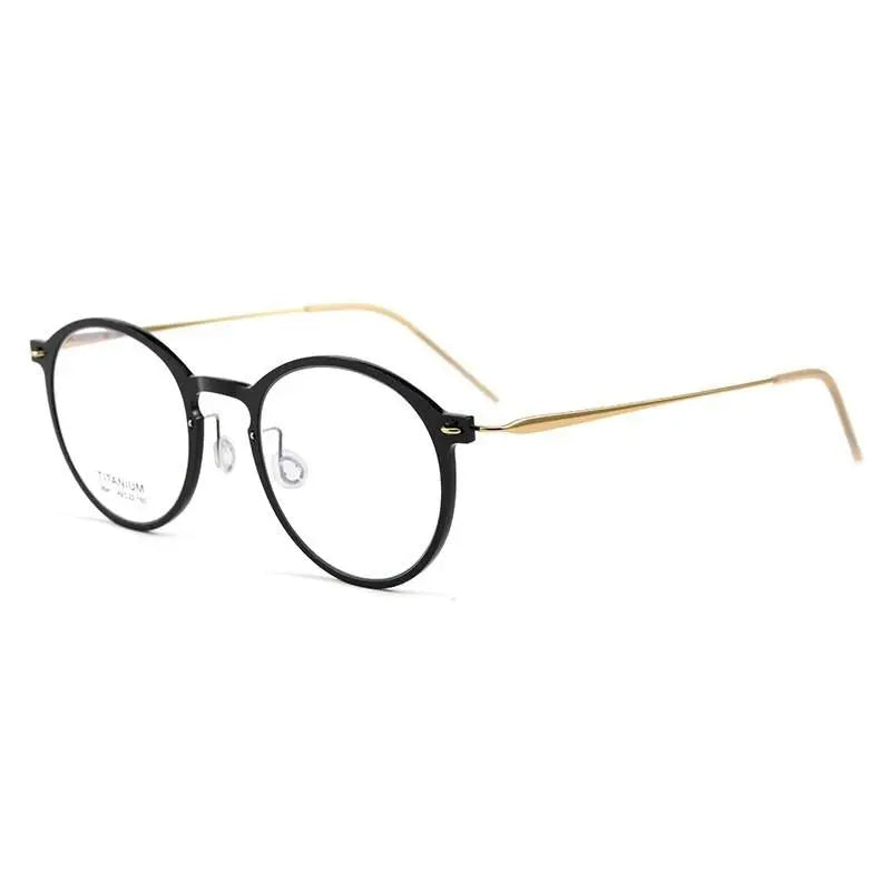 Unisex Round Full Rim Titanium Prescription Glasses 6541hs — view 7 | Rx Spectacle