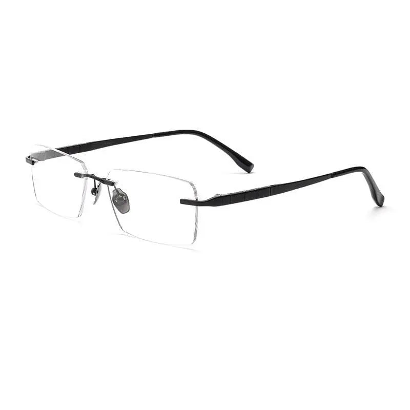 Men's Square Rimless Titanium Prescription Glasses F91092t — view 2 | Rx Spectacle