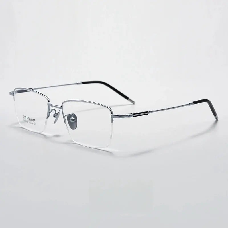 Unisex Square Semi-Rimless Titanium Prescription Glasses 81072 — view 6 | Rx Spectacle