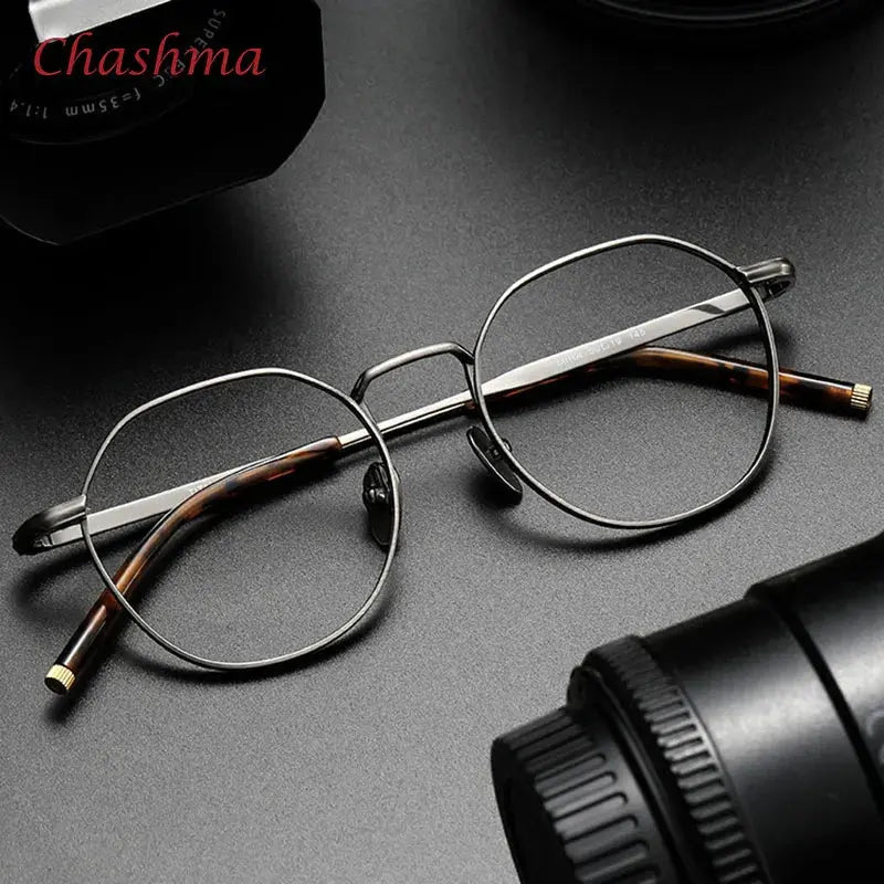 Women's Round Full Rim Titanium Flat Top Prescription Glasses 13877 — view 2 | Rx Spectacle