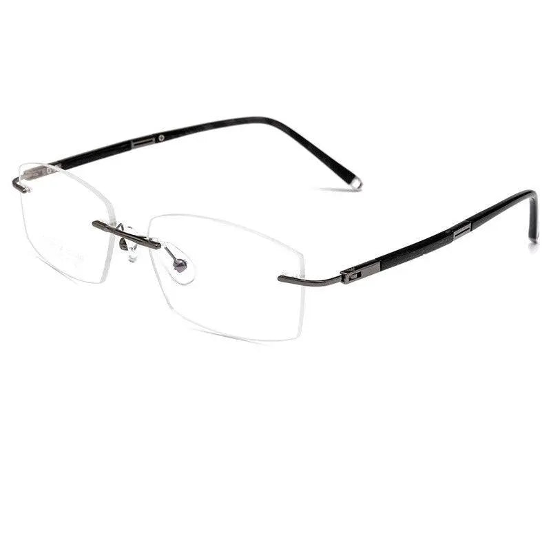 Men's Rectangular Rimless Titanium Prescription Glasses Z8wk — view 3 | Rx Spectacle