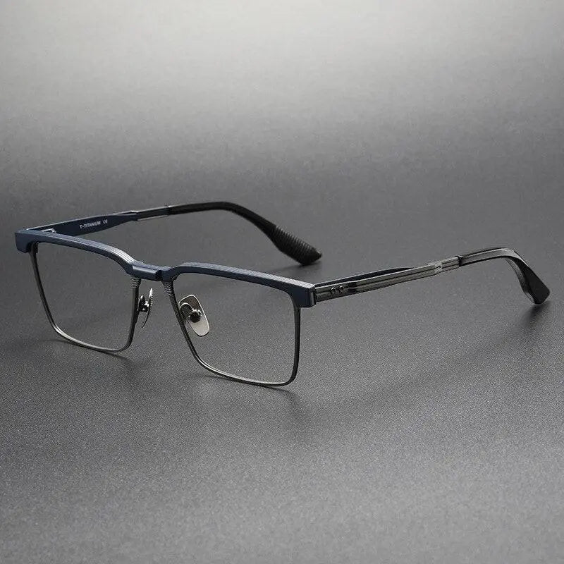 Men's Square Full Rim Titanium Prescription Glasses Dtx137 — view 5 | Rx Spectacle