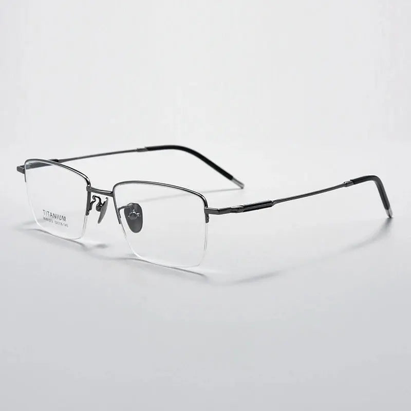 Unisex Square Semi-Rimless Titanium Prescription Glasses 81072 — view 5 | Rx Spectacle