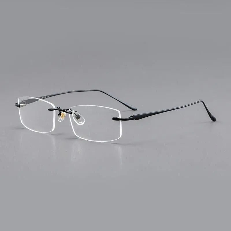 Men's Rectangular Rimless Titanium Prescription Glasses A8012t — view 3 | Rx Spectacle