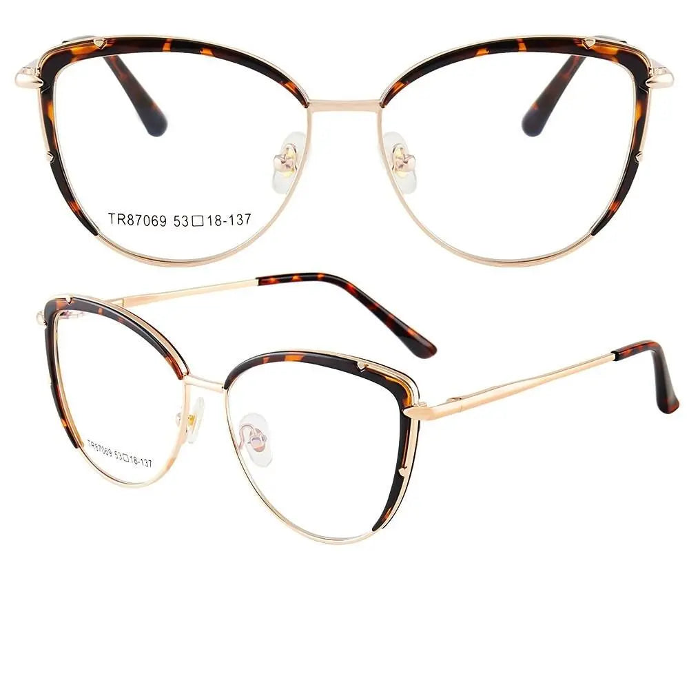 Women's Cat Eye Full Rim Alloy Prescription Glasses 87069 — view 2 | Rx Spectacle