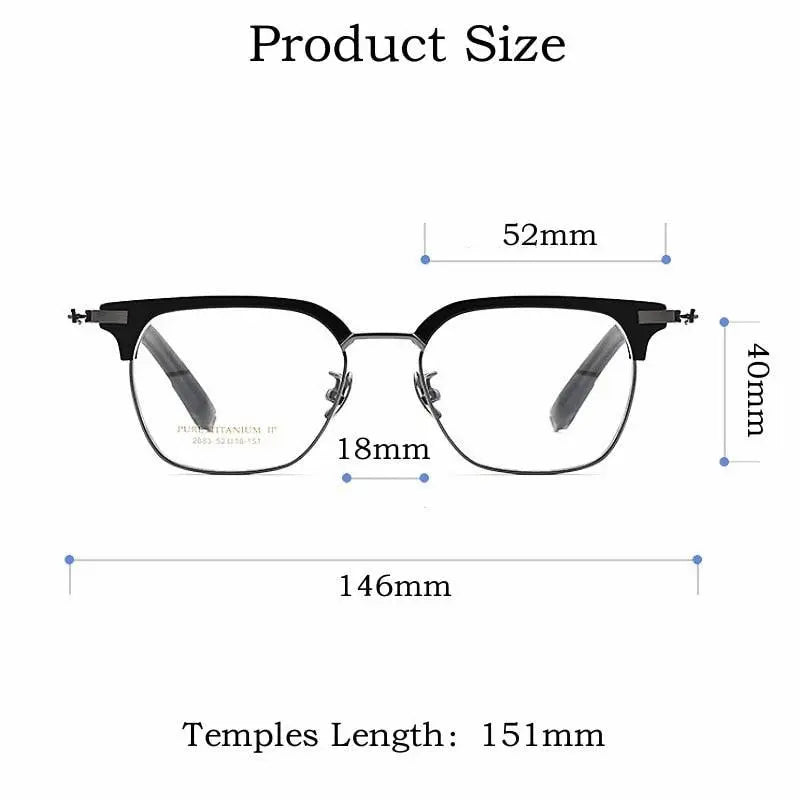Men's Square Full Rim Titanium Prescription Glasses 2083t — view 8 | Rx Spectacle