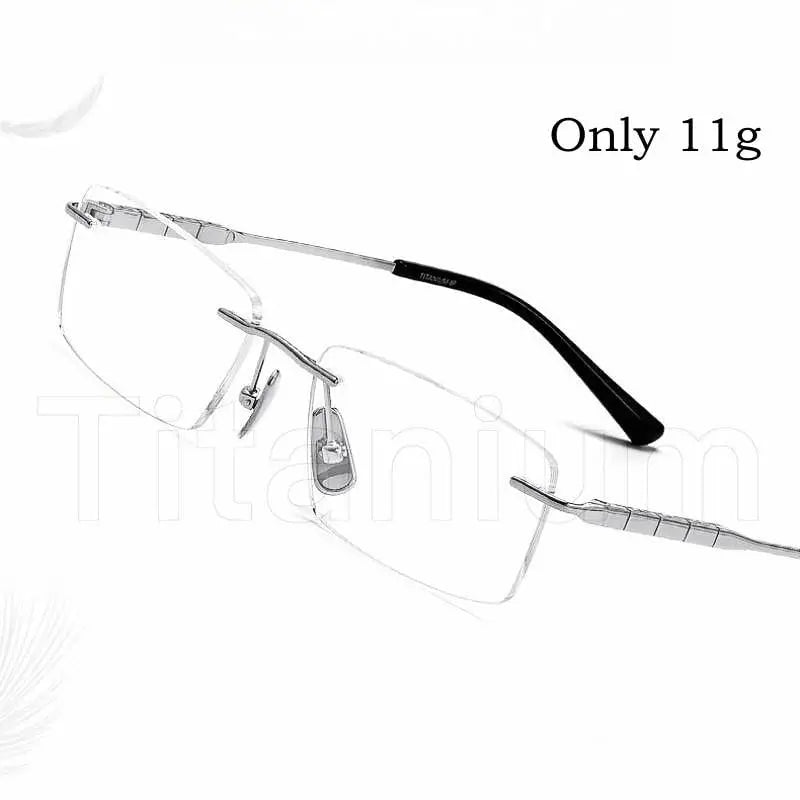 Men's Square Rimless Titanium Prescription Glasses 91091 — view 9 | Rx Spectacle