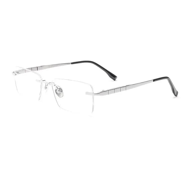 Men's Square Rimless Titanium Prescription Glasses F91092t — view 5 | Rx Spectacle
