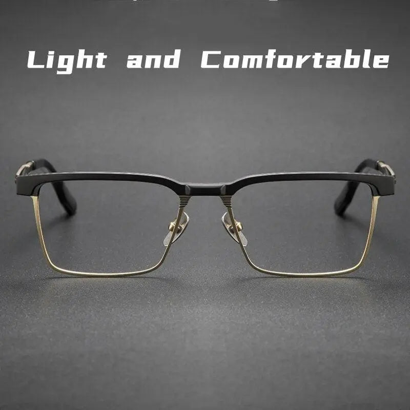 Men's Square Full Rim Titanium Prescription Glasses Dtx137 — view 8 | Rx Spectacle