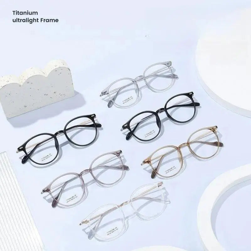 Men's Round Full Rim Titanium Prescription Glasses M8140 — view 5 | Rx Spectacle