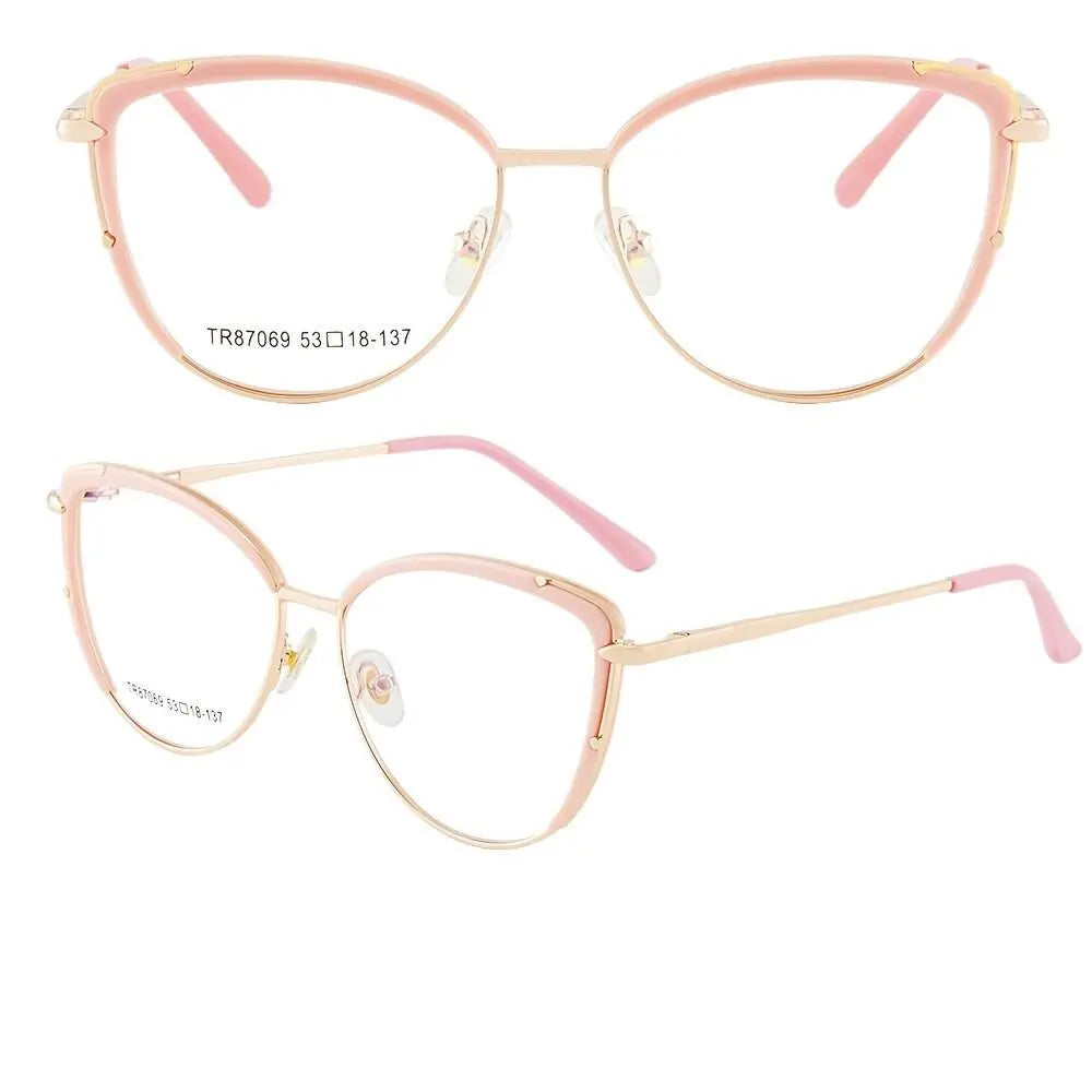 Women's Cat Eye Full Rim Alloy Prescription Glasses 87069 — view 7 | Rx Spectacle