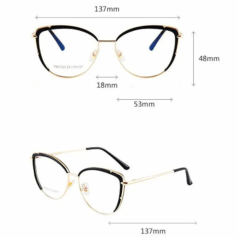 Women's Cat Eye Full Rim Alloy Prescription Glasses 87069 — view 12 | Rx Spectacle