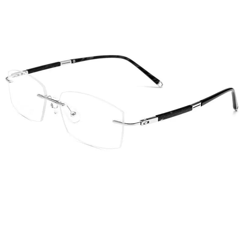 Men's Rectangular Rimless Titanium Prescription Glasses Z8wk — view 2 | Rx Spectacle