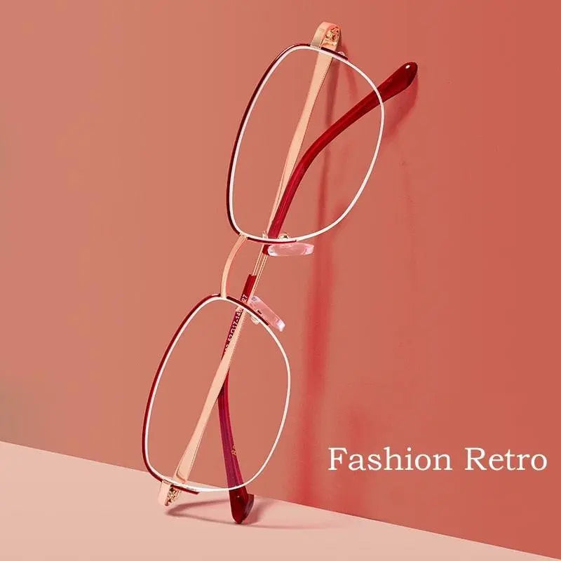 Women's Rectangular Semi-Rimless Acetate Prescription Glasses 83003sn — view 11 | Rx Spectacle