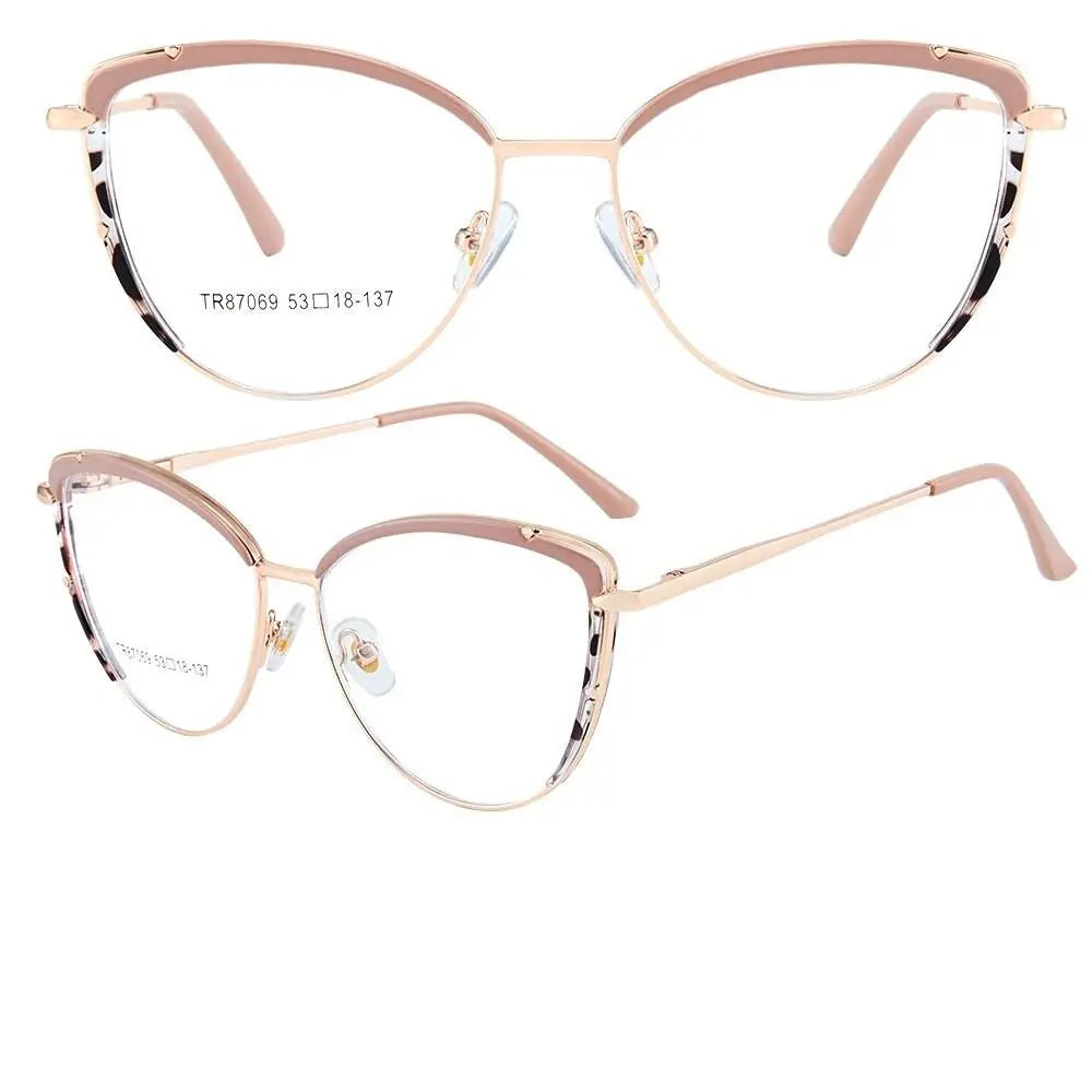 Women's Cat Eye Full Rim Alloy Prescription Glasses 87069 — view 5 | Rx Spectacle