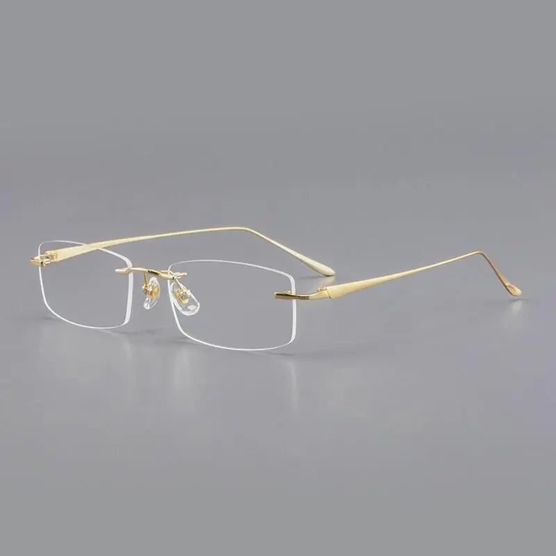 Men's Rectangular Rimless Titanium Prescription Glasses A8012t — view 4 | Rx Spectacle