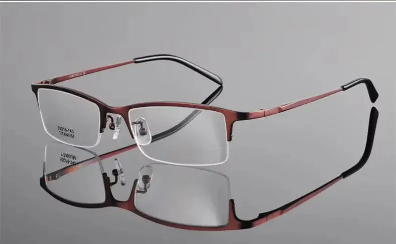 Men's Square Semi-Rimless Titanium Prescription Glasses 78906 — view 5 | Rx Spectacle