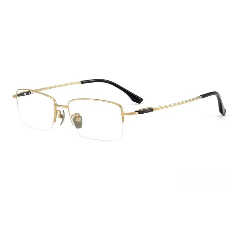 Unisex Square Semi-Rimless Titanium Oversized Prescription Glasses 690053 — view 6 | Rx Spectacle