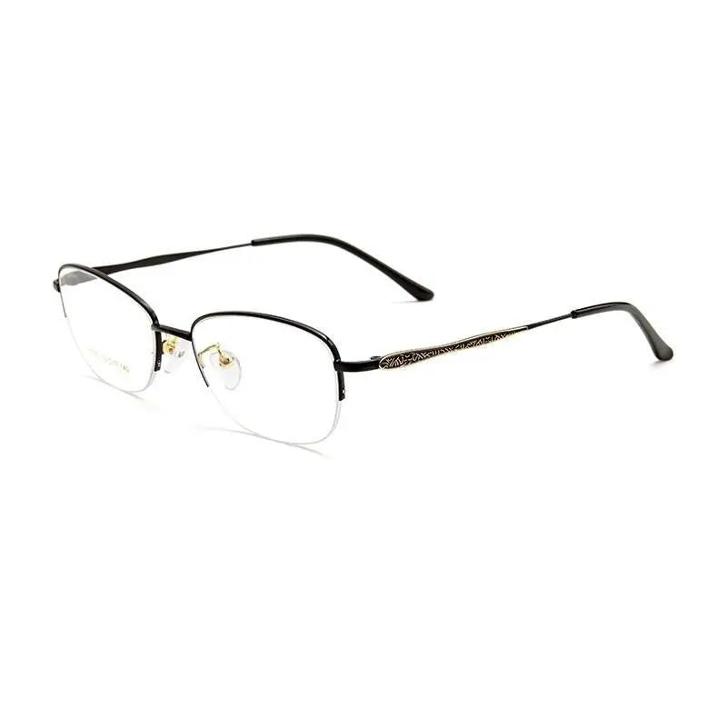 Women's Rectangular Semi-Rimless Acetate Prescription Glasses 83003sn — view 10 | Rx Spectacle