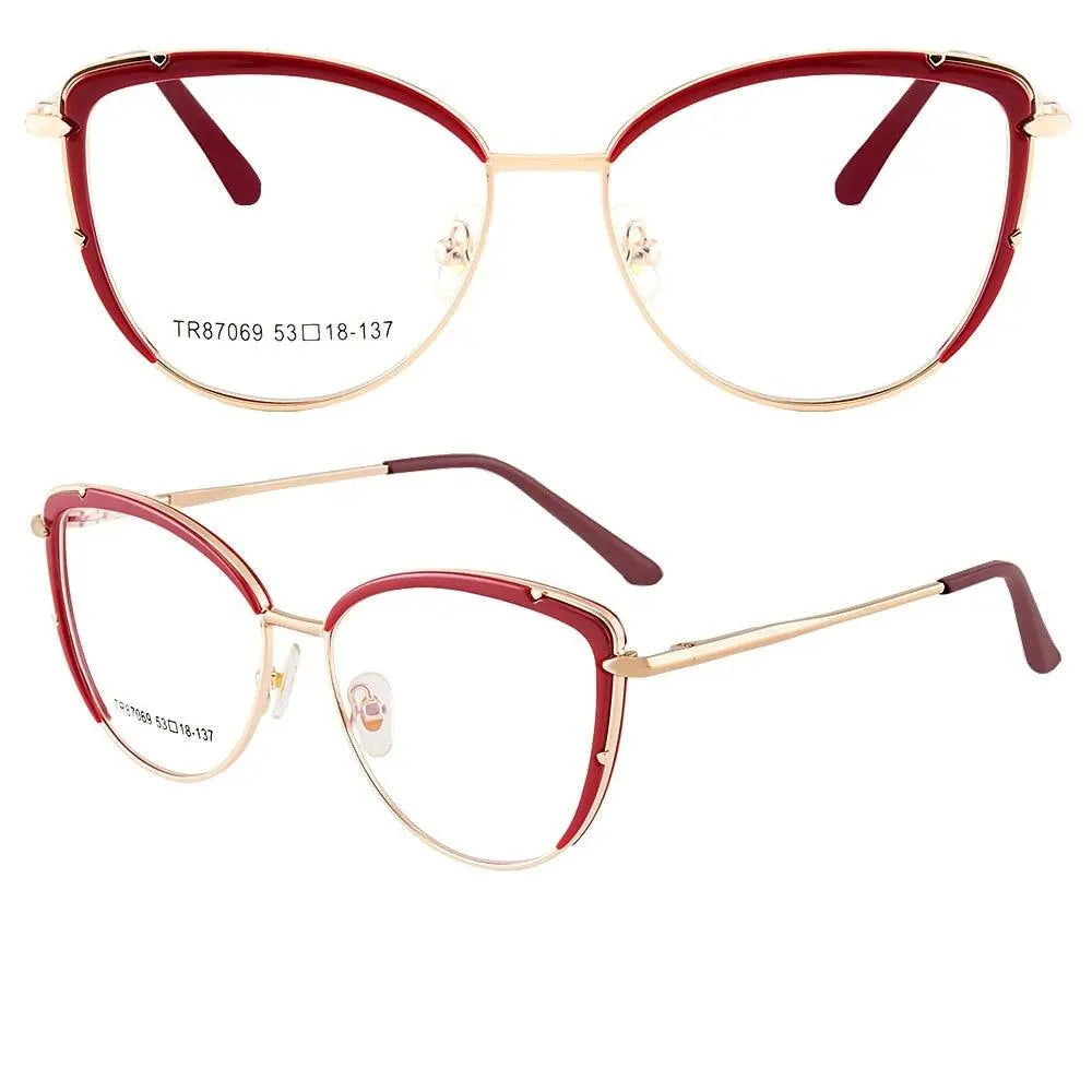 Women's Cat Eye Full Rim Alloy Prescription Glasses 87069 — view 6 | Rx Spectacle