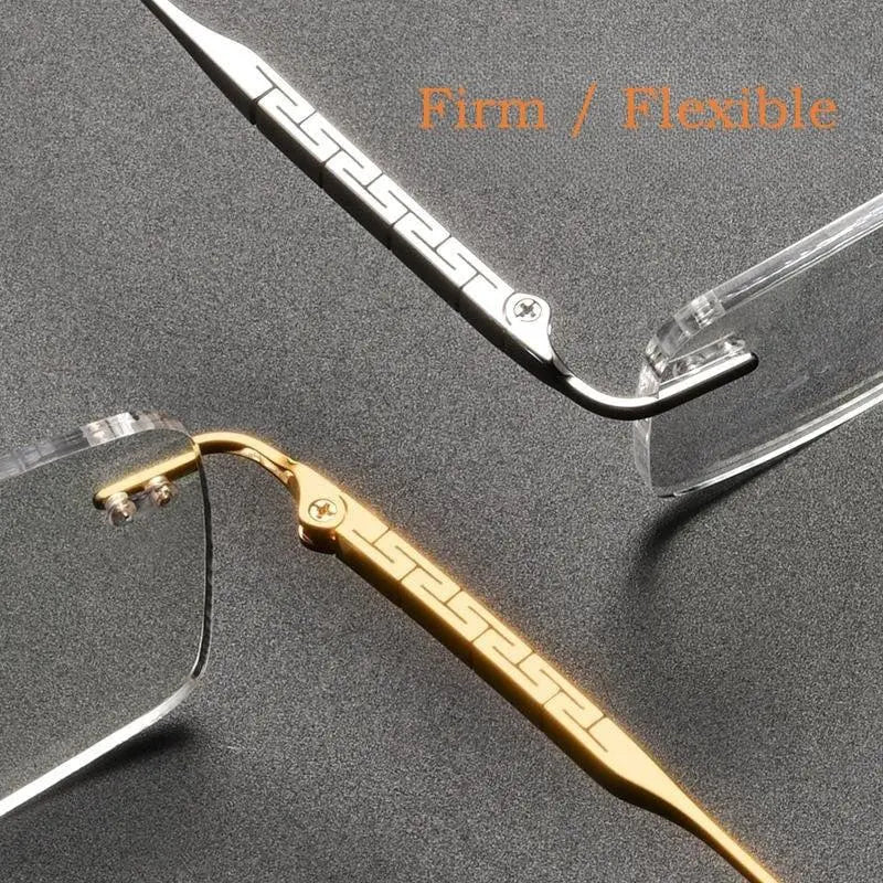 Men's Square Rimless Titanium Prescription Glasses 91091 — view 10 | Rx Spectacle