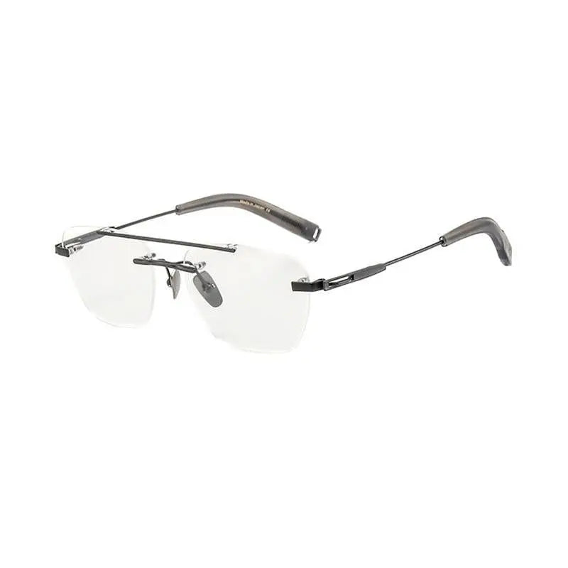 Unisex Square Rimless Titanium Double Bridge Prescription Glasses Dtx419 — view 3 | Rx Spectacle