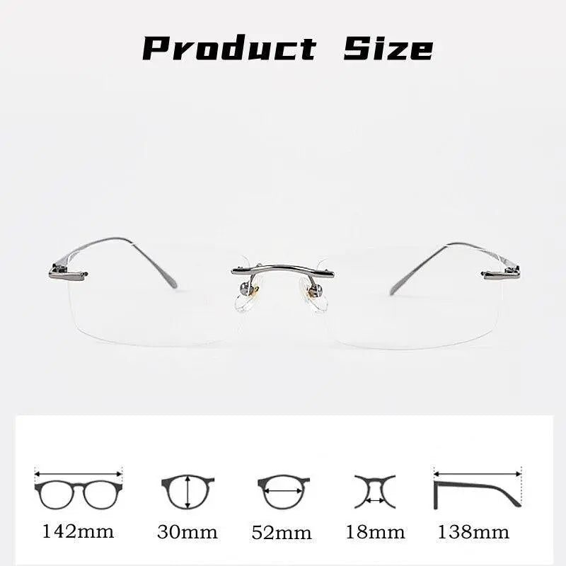 Men's Rectangular Rimless Titanium Prescription Glasses A8012t — view 6 | Rx Spectacle