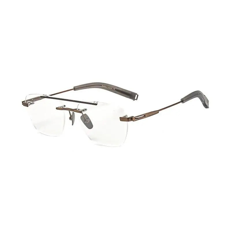Unisex Square Rimless Titanium Double Bridge Prescription Glasses Dtx419 — view 2 | Rx Spectacle