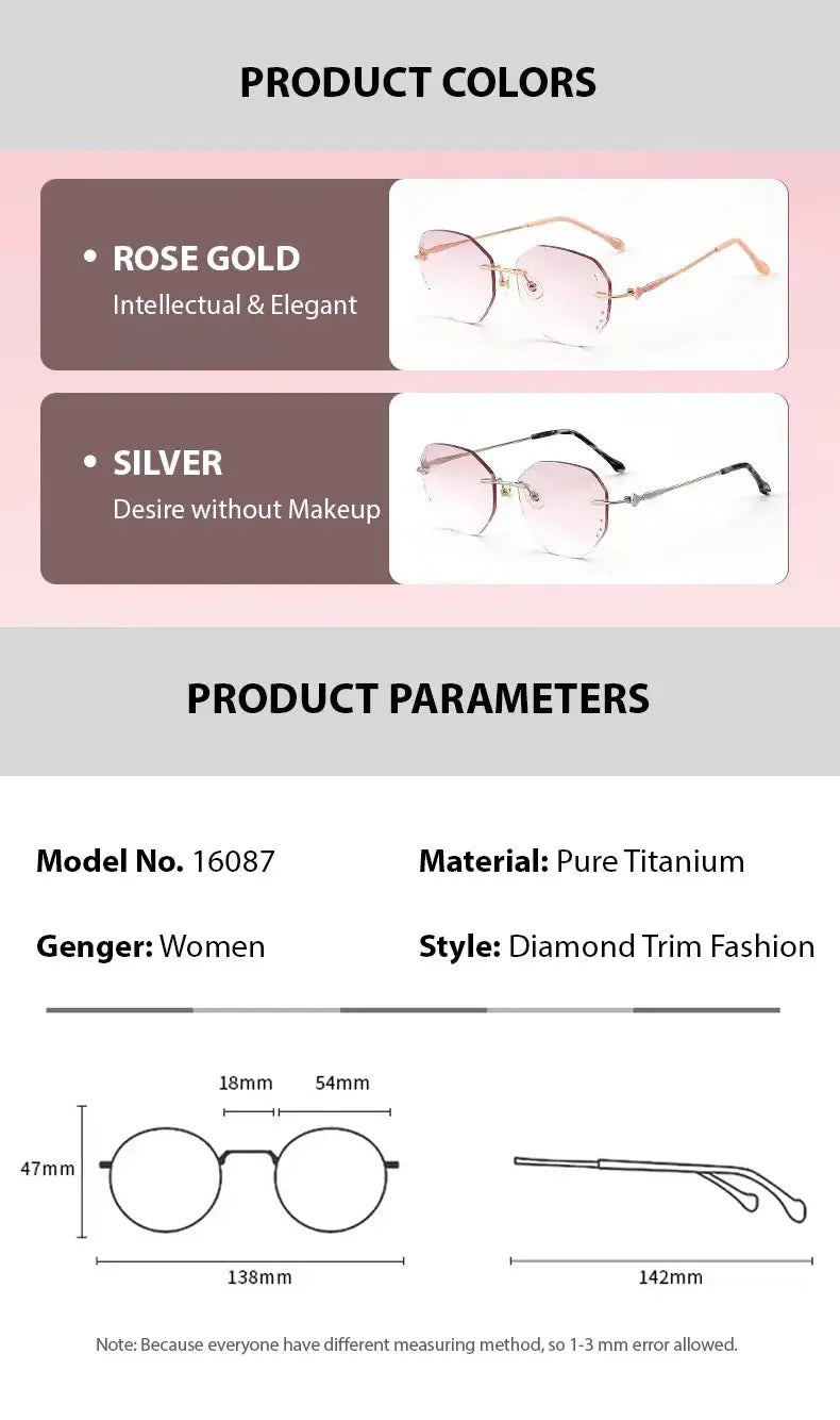 Women's Oval Rimless Titanium Prescription Glasses 316087 — view 2 | Rx Spectacle