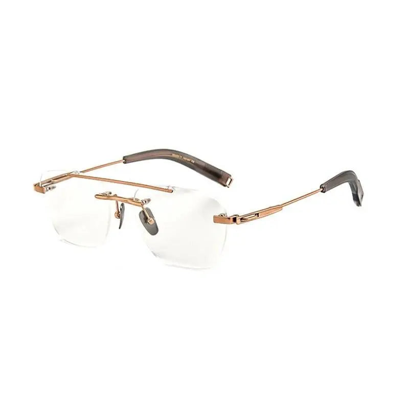 Unisex Square Rimless Titanium Double Bridge Prescription Glasses Dtx419 — view 5 | Rx Spectacle