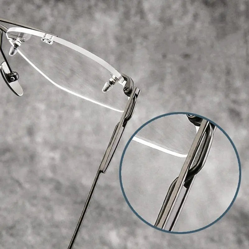 Unisex Square Rimless Titanium Double Bridge Prescription Glasses Dtx419 — view 7 | Rx Spectacle