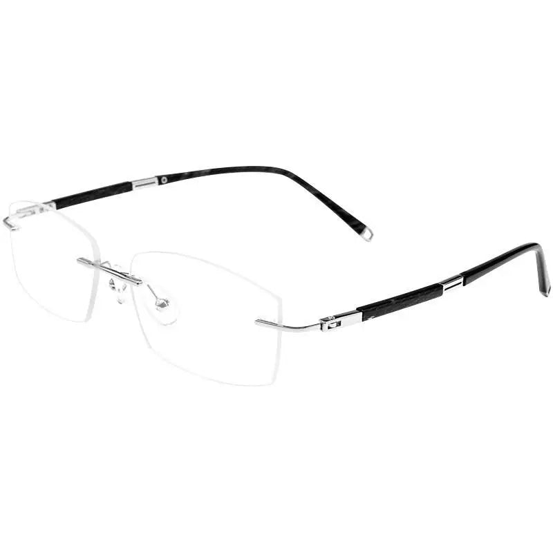 Men's Rectangular Rimless Titanium Prescription Glasses Z8wk — view 8 | Rx Spectacle