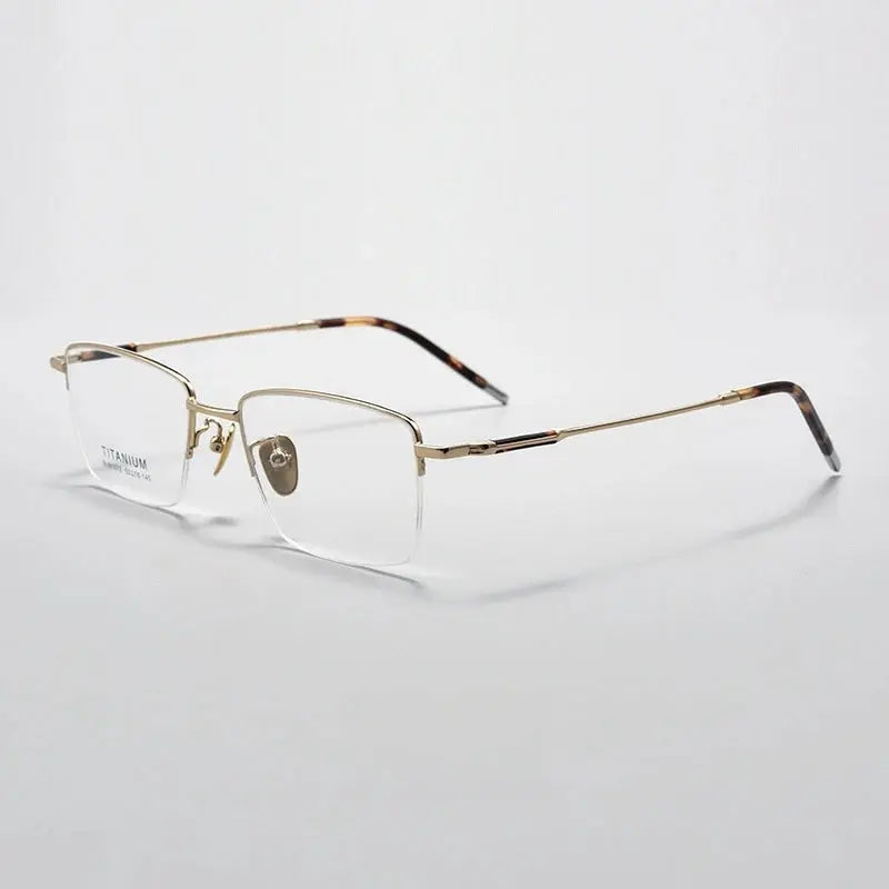 Unisex Square Semi-Rimless Titanium Prescription Glasses 81072 — view 4 | Rx Spectacle