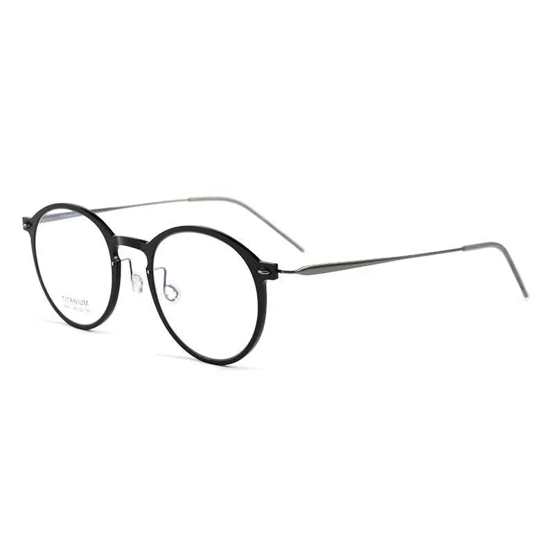 Unisex Round Full Rim Titanium Prescription Glasses 6541hs — view 6 | Rx Spectacle
