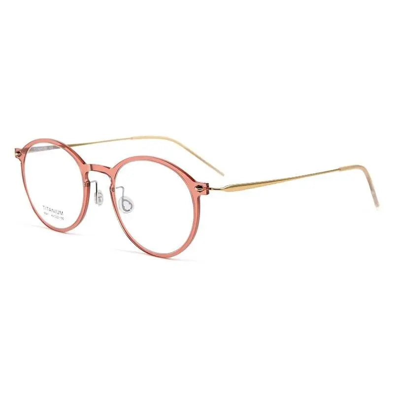 Unisex Round Full Rim Titanium Prescription Glasses 6541hs — view 2 | Rx Spectacle