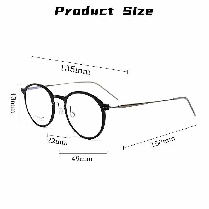 Unisex Round Full Rim Titanium Prescription Glasses 6541hs — view 10 | Rx Spectacle