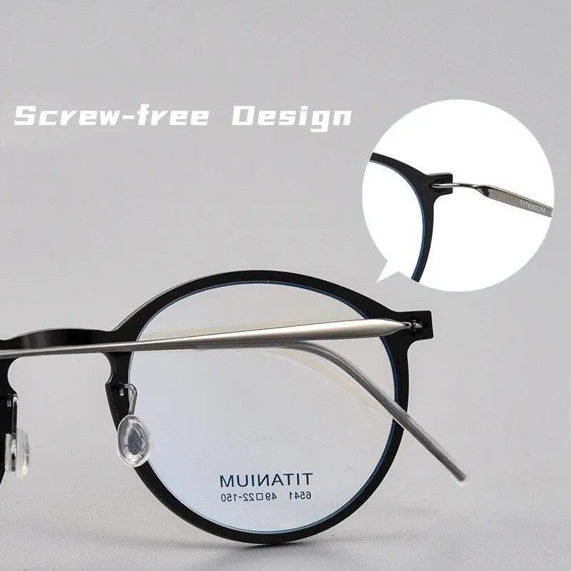 Unisex Round Full Rim Titanium Prescription Glasses 6541hs — view 11 | Rx Spectacle