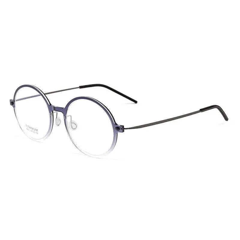 Unisex Round Full Rim Titanium Screwless Prescription Glasses 6523hs — view 6 | Rx Spectacle
