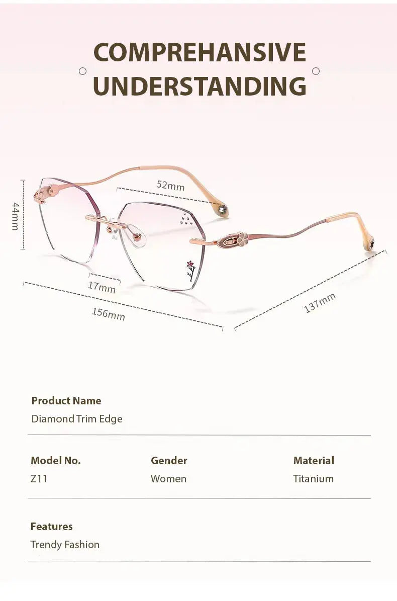 Women's Polygon Rimless Titanium Prescription Glasses 315611 — view 2 | Rx Spectacle