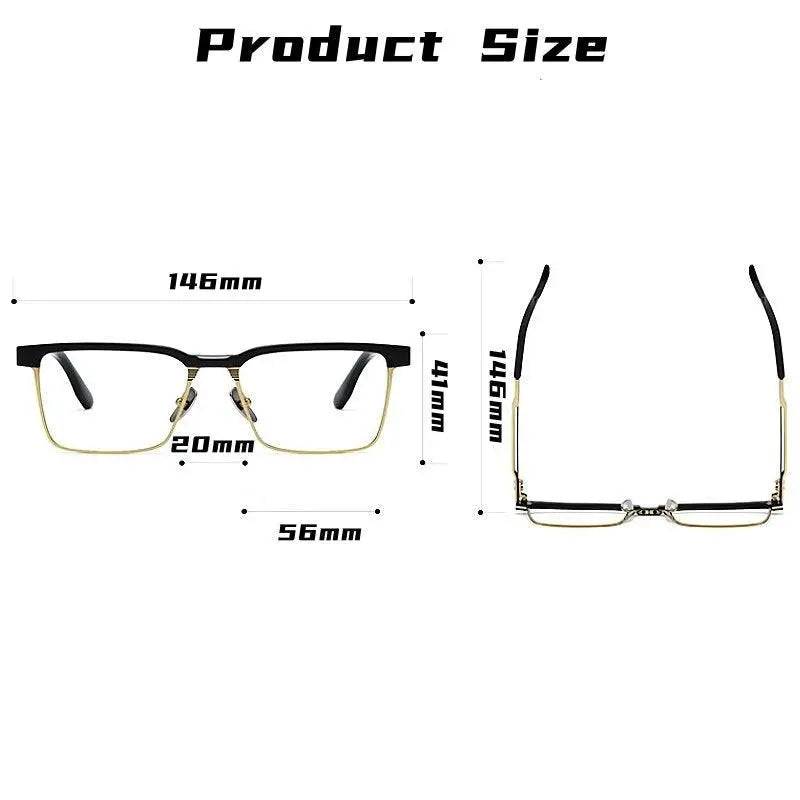 Men's Square Full Rim Titanium Prescription Glasses Dtx137 — view 7 | Rx Spectacle