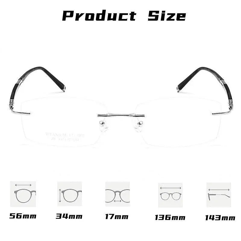 Men's Rectangular Rimless Titanium Prescription Glasses Z8wk — view 6 | Rx Spectacle