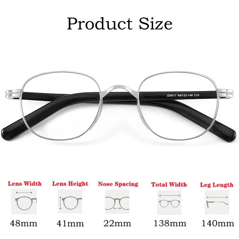 Men's Oval Full Rim Titanium Prescription Glasses Y8017 — view 6 | Rx Spectacle