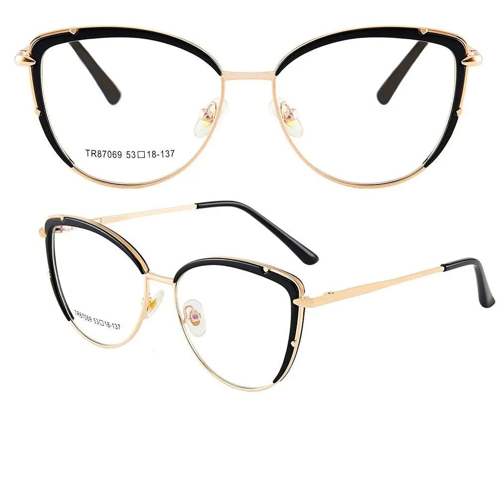 Women's Cat Eye Full Rim Alloy Prescription Glasses 87069 — view 4 | Rx Spectacle