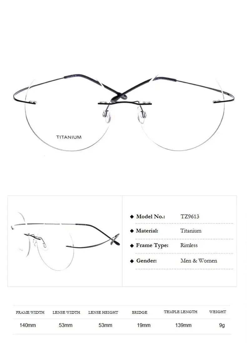 Unisex Round Rimless Titanium Prescription Glasses 259613 — view 3 | Rx Spectacle