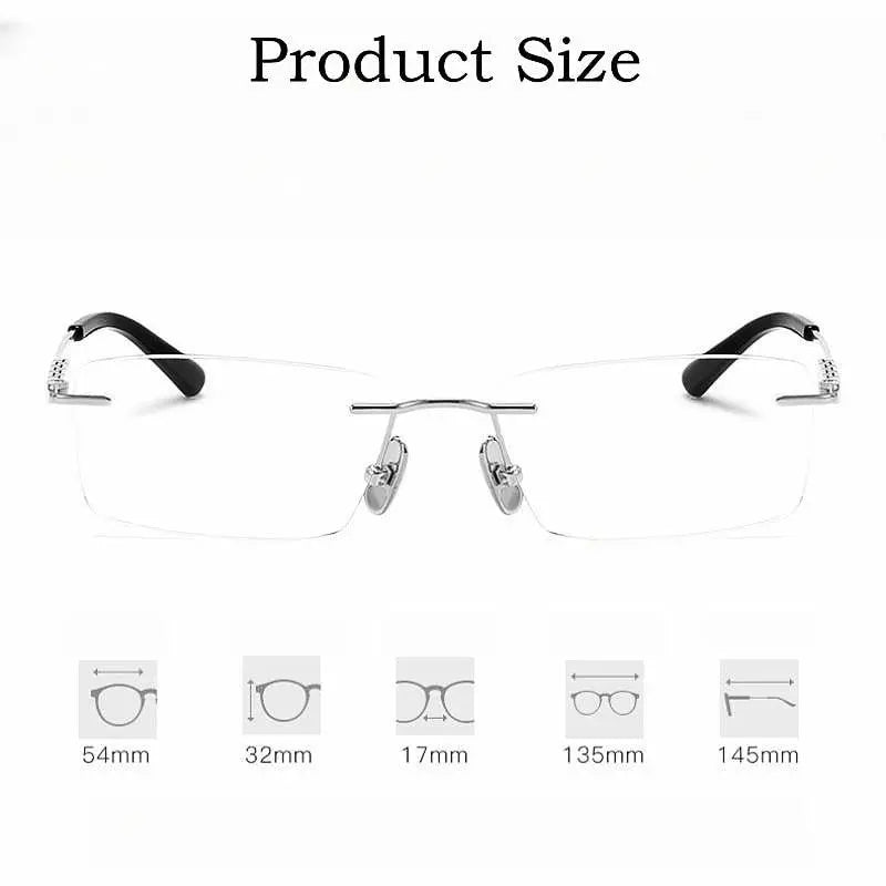 Men's Square Rimless Titanium Prescription Glasses 91091 — view 7 | Rx Spectacle