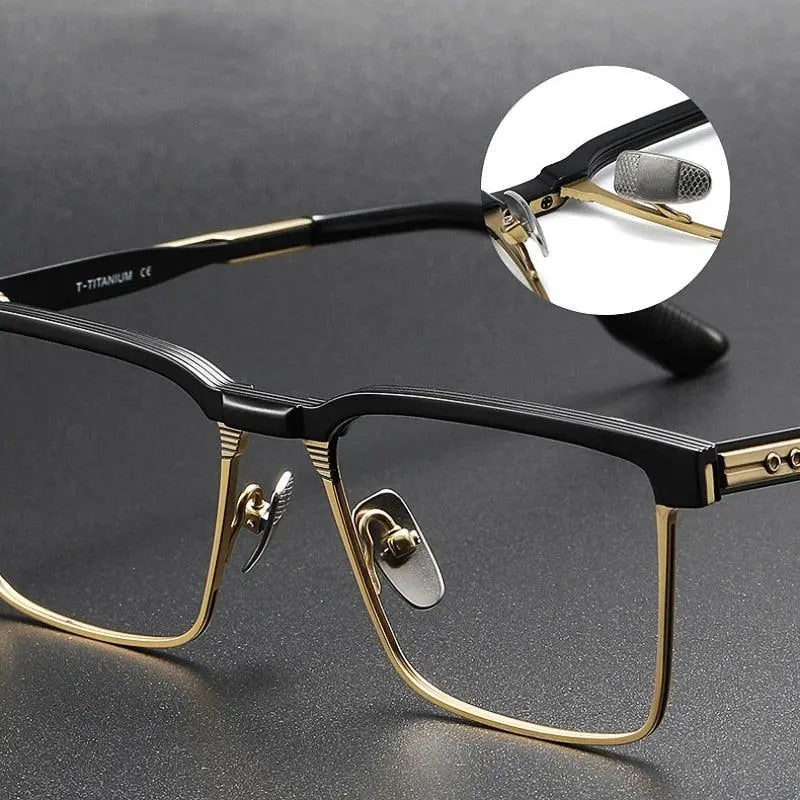 Men's Square Full Rim Titanium Prescription Glasses Dtx137 — view 6 | Rx Spectacle