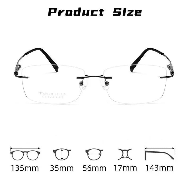 Men's Rectangular Rimless Titanium Prescription Glasses Z10wk — view 7 | Rx Spectacle
