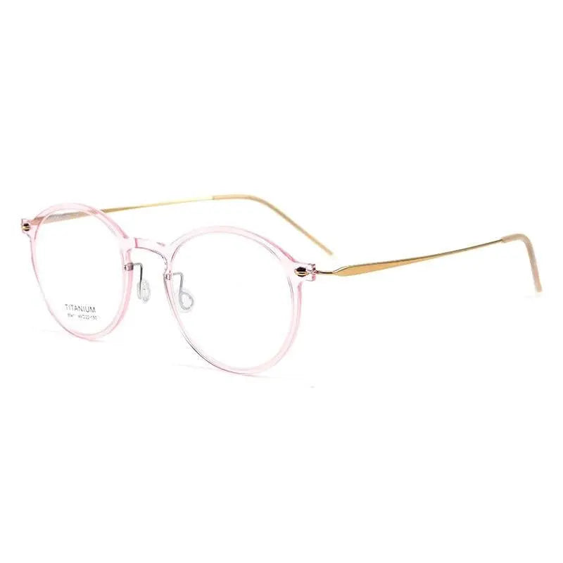 Unisex Round Full Rim Titanium Prescription Glasses 6541hs — view 8 | Rx Spectacle