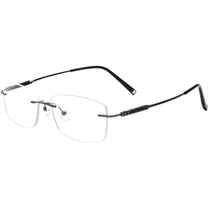Men's Rectangular Rimless Titanium Prescription Glasses Z10wk — view 8 | Rx Spectacle